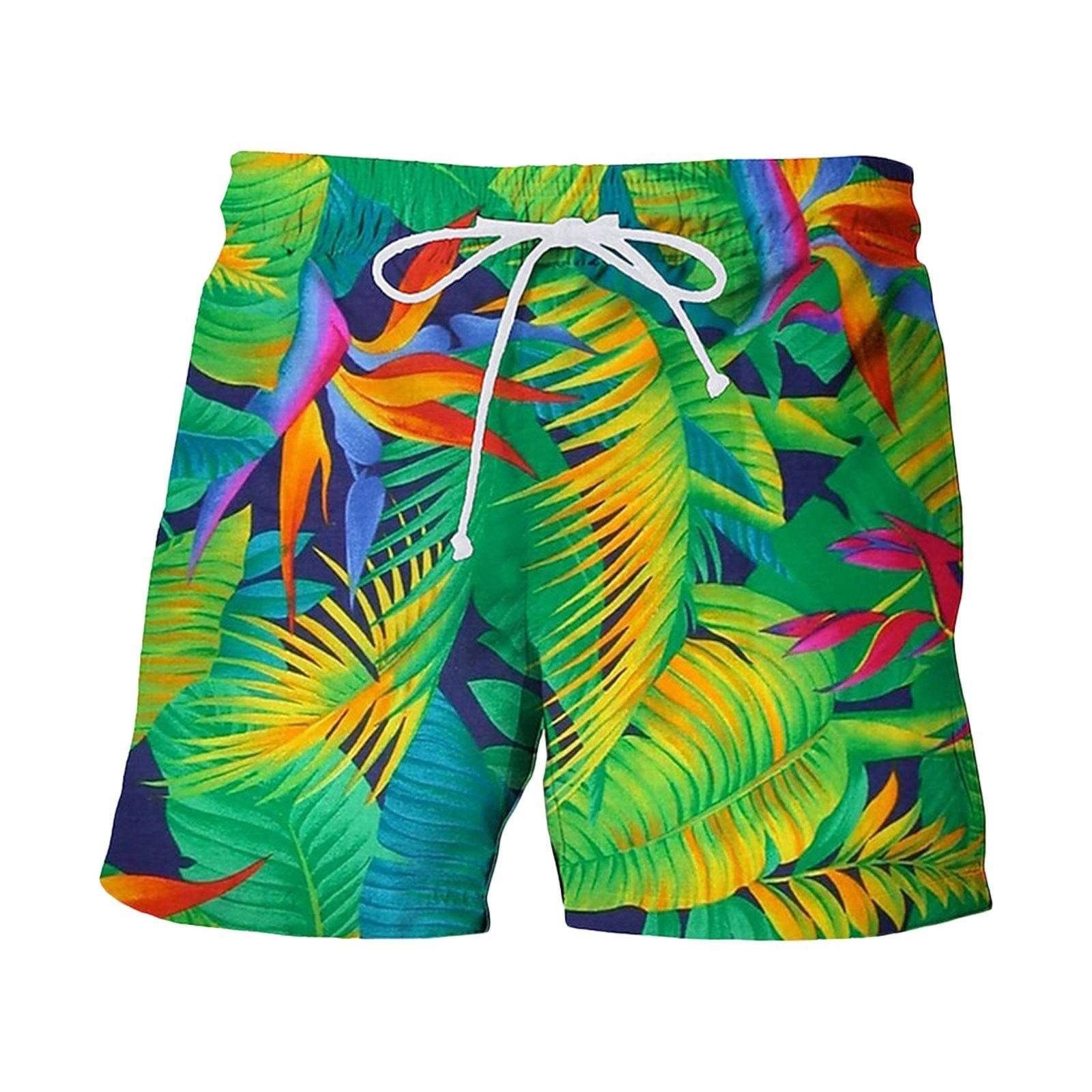 Pantalon de plage décontracté pour homme, imprimé numérique 3D, motif feuille de bananier japonais, été - Droxev