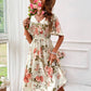 Robe Femme Imprimée Fleurie à Taille Cintrée