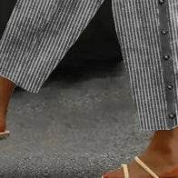 Pantalon décontracté en lin imprimé exquis - Droxev