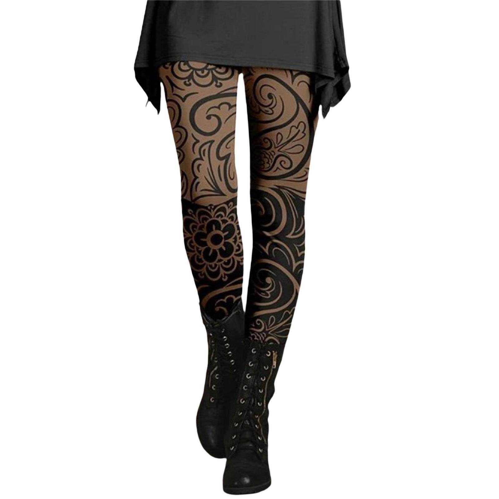 Leggings amincissants imprimés style rétro ethnique pour femmes - Droxev
