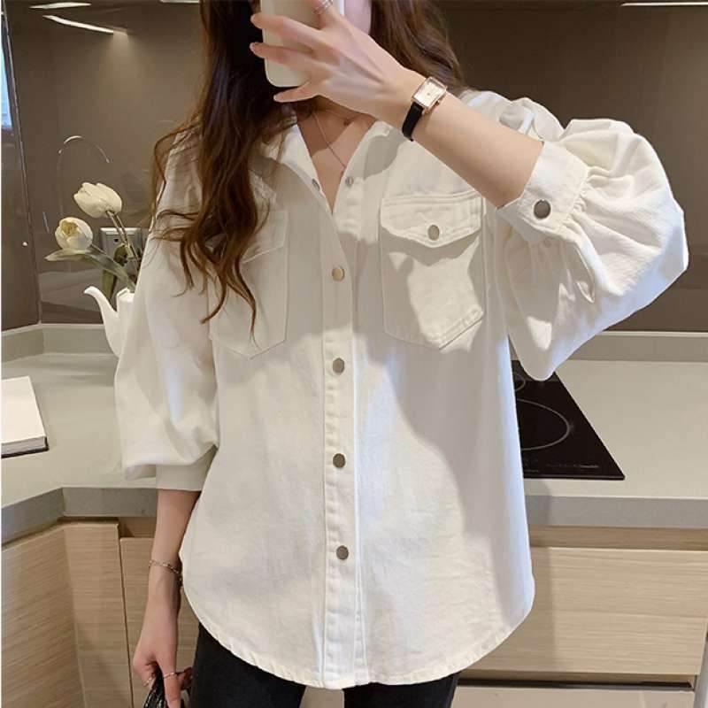Chemisiers et chemises pour femmes, poches, manches longues, mode coréenne unie, printemps - Droxev