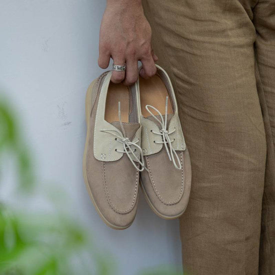 Chaussures de voile vintage à lacets en daim mercerisé - Droxev