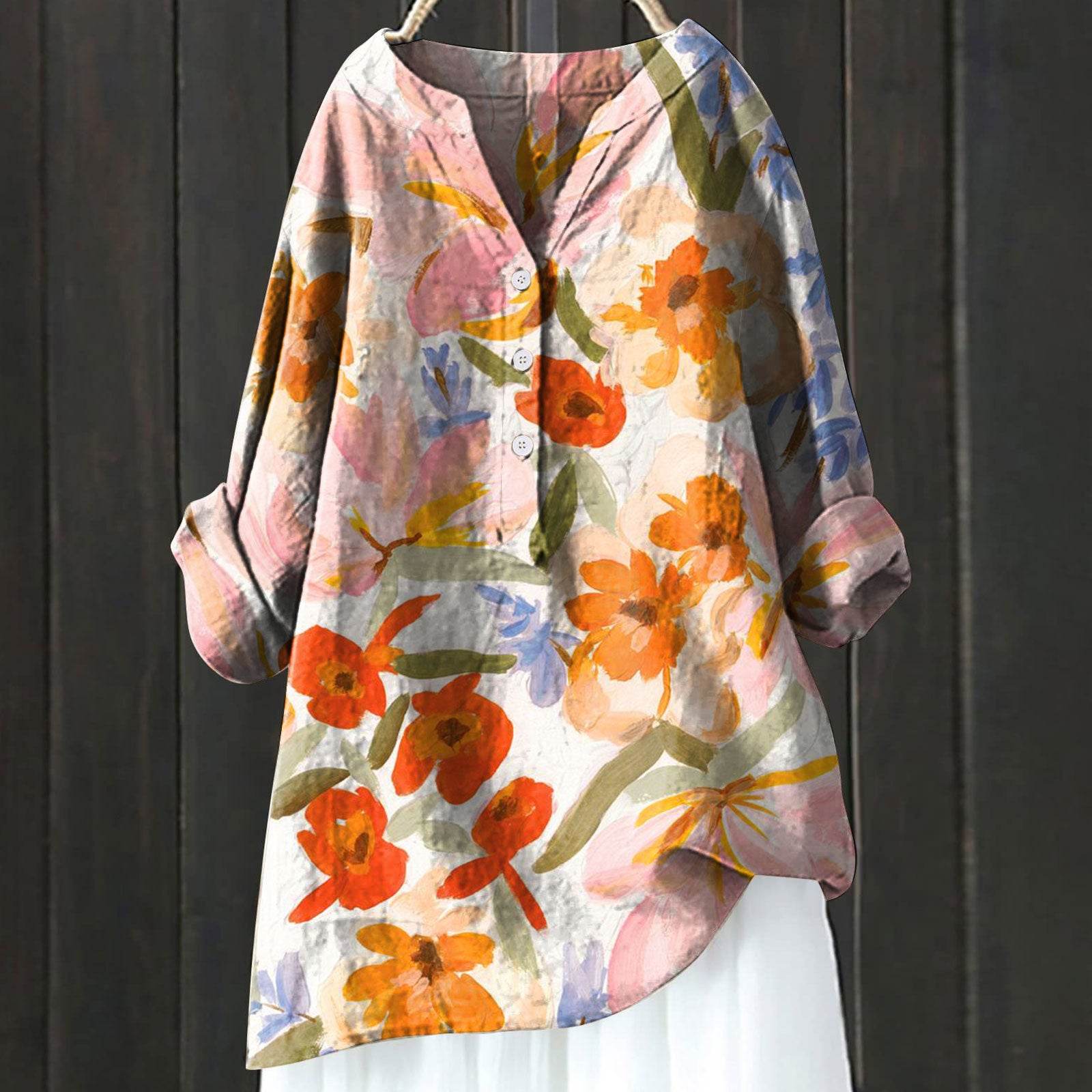 Chemise assortie en lin confort imprimé - Droxev