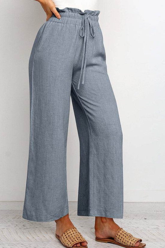 Pantalon large Pantalon court de couleur unie - Droxev