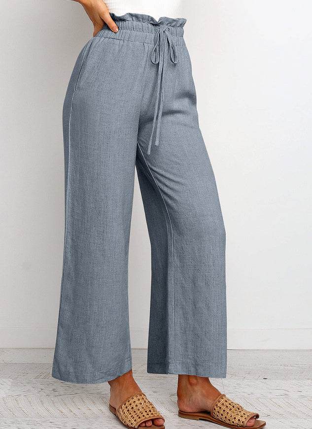 Pantalon large Pantalon court de couleur unie - Droxev