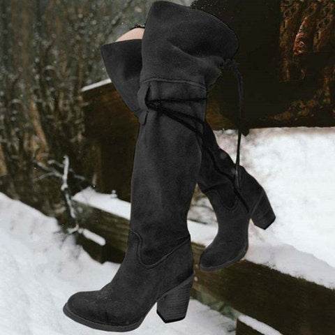 Bottes chaudes d'automne et d'hiver, bottes au-dessus du genou, bottes longues - Droxev