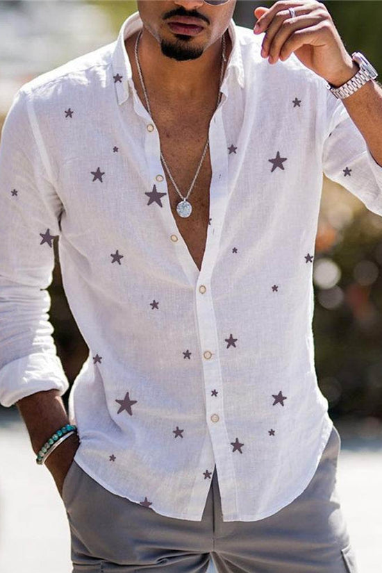 Chemise homme imprimée en lin et bambou de couleur assortie - Droxev