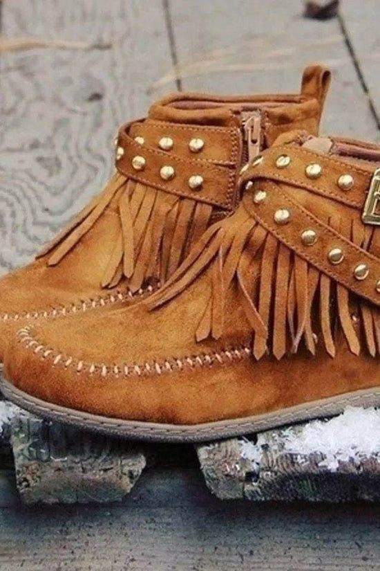 Bottes Martin rétro à boucle plate pour femme - Droxev