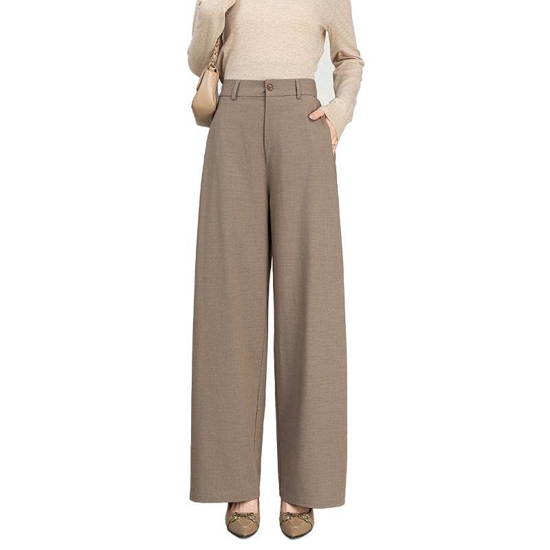 Costume taille haute en coton et lin, pantalon droit à jambes larges - Droxev