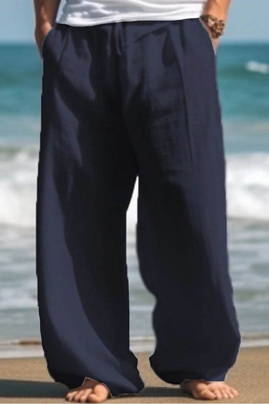 Pantalon décontracté d'extérieur pour la plage, couleur unie, coupe droite - Droxev