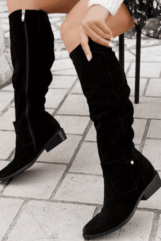 Bottes Élégantes en Suédine - Confort et Style Assurés - Droxev