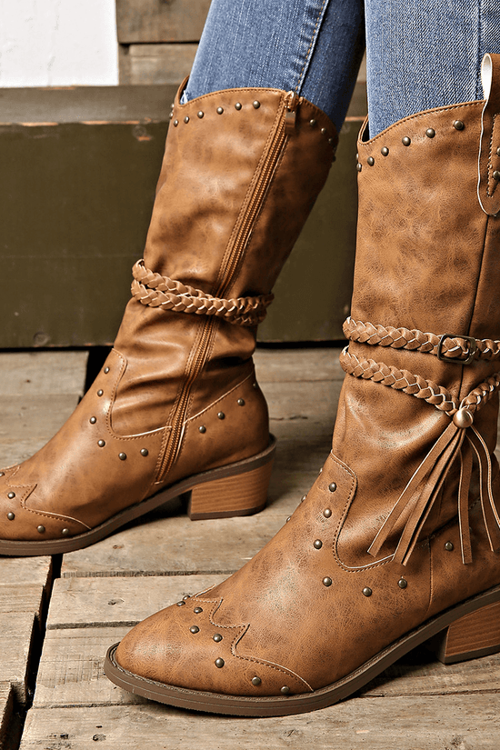 Bottes Rétro à Franges Western - Droxev