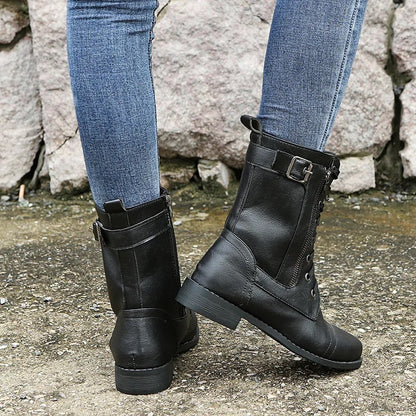 Bottes à Lacets Élégantes avec Talon Bas