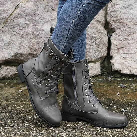 Bottes à Lacets Élégantes avec Talon Bas - Droxev