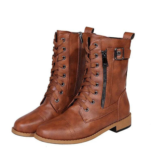 Bottes à Lacets Élégantes avec Talon Bas - Droxev