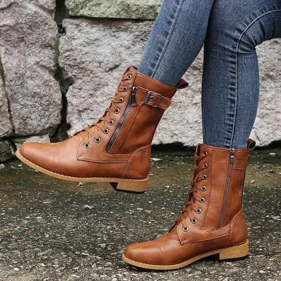 Bottes à Lacets Élégantes avec Talon Bas - Droxev