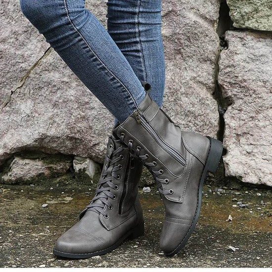 Bottes à Lacets Élégantes avec Talon Bas - Droxev