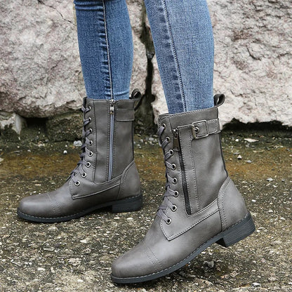 Bottes à Lacets Élégantes avec Talon Bas