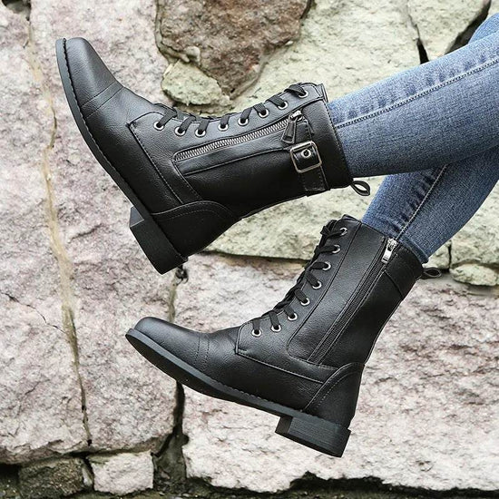 Bottes à Lacets Élégantes avec Talon Bas - Droxev