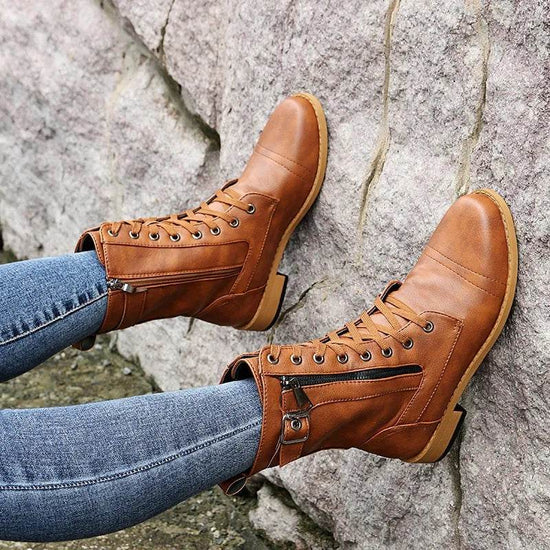 Bottes à Lacets Élégantes avec Talon Bas - Droxev