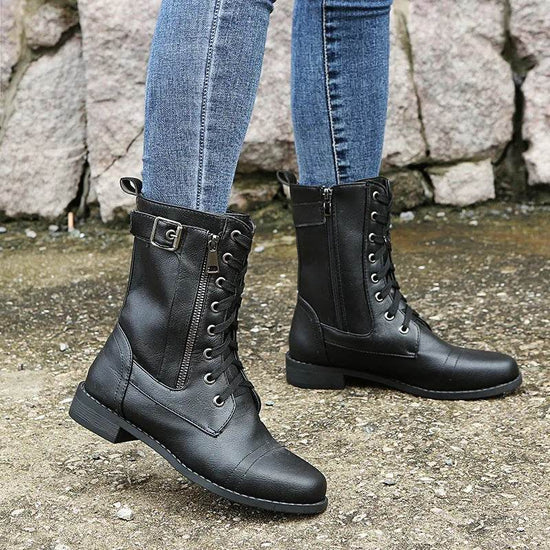 Bottes à Lacets Élégantes avec Talon Bas - Droxev