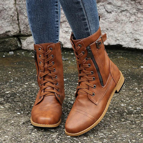 Bottes à Lacets Élégantes avec Talon Bas - Droxev
