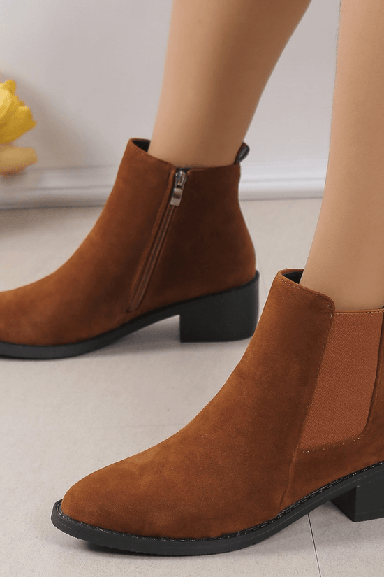 Bottines Mode à Talons Chunky et Fermeture Éclair Latérale - Droxev