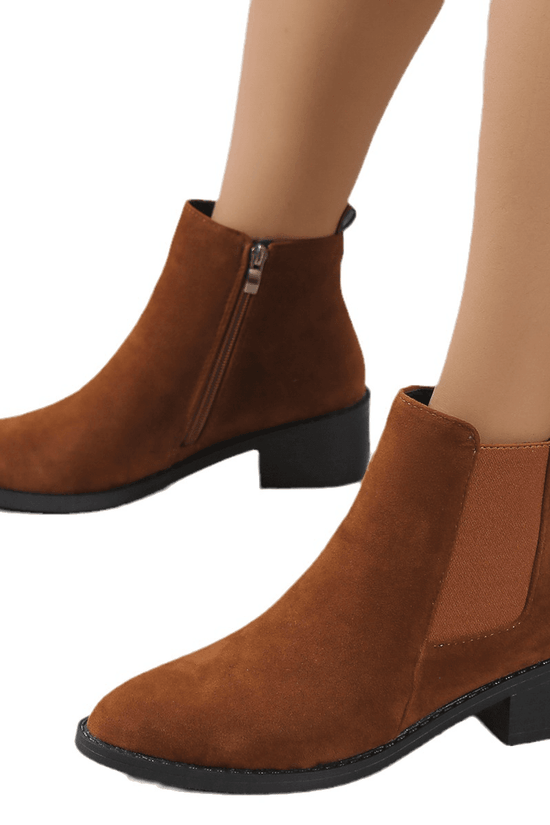 Bottines Mode à Talons Chunky et Fermeture Éclair Latérale - Droxev