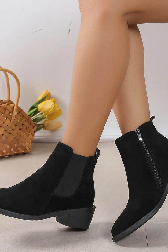 Bottines Mode à Talons Chunky et Fermeture Éclair Latérale - Droxev