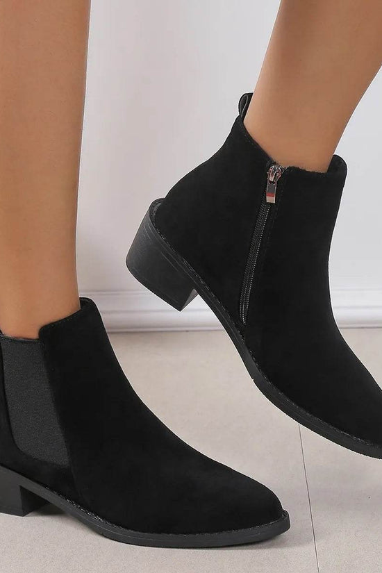 Bottines Mode à Talons Chunky et Fermeture Éclair Latérale - Droxev