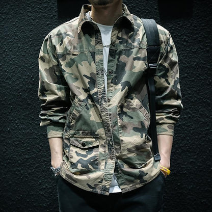 Veste Chemise Camouflage à Manches Longues pour Homme | droxev