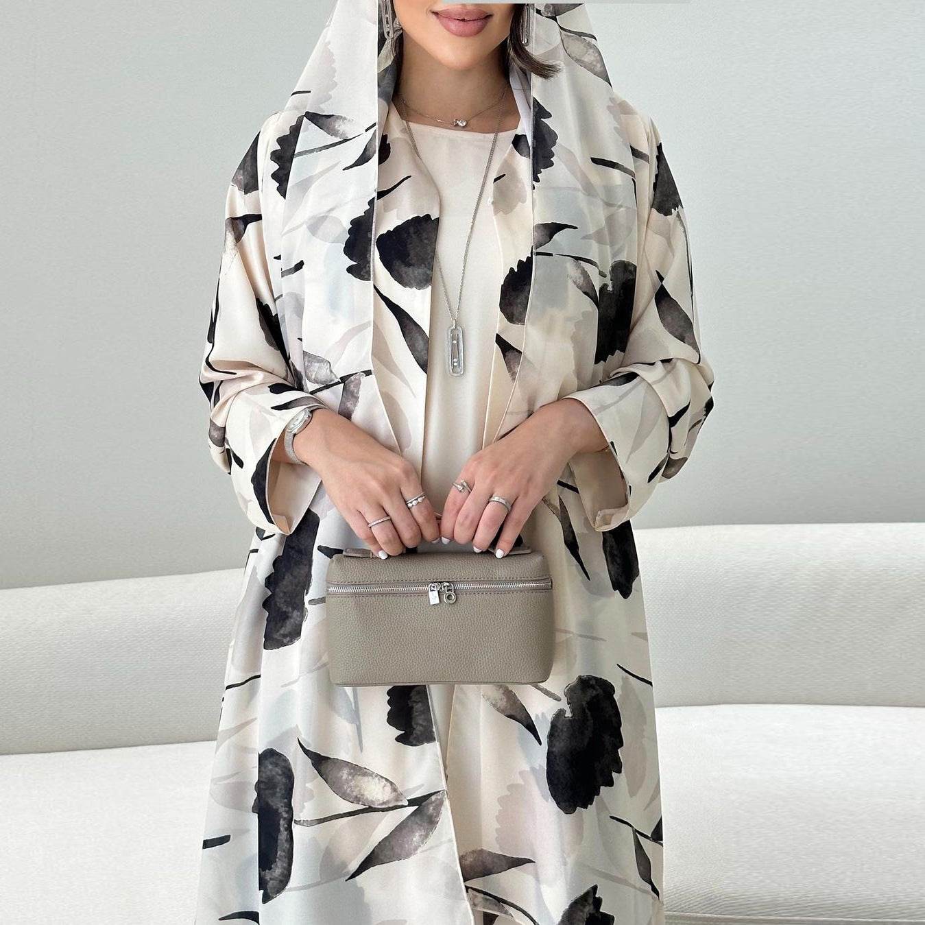 Veste-robe imprimée à manches longues - Droxev