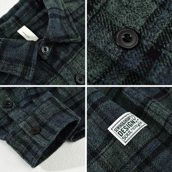 Chemise décontractée à manches longues à carreaux rétro pour homme - Droxev