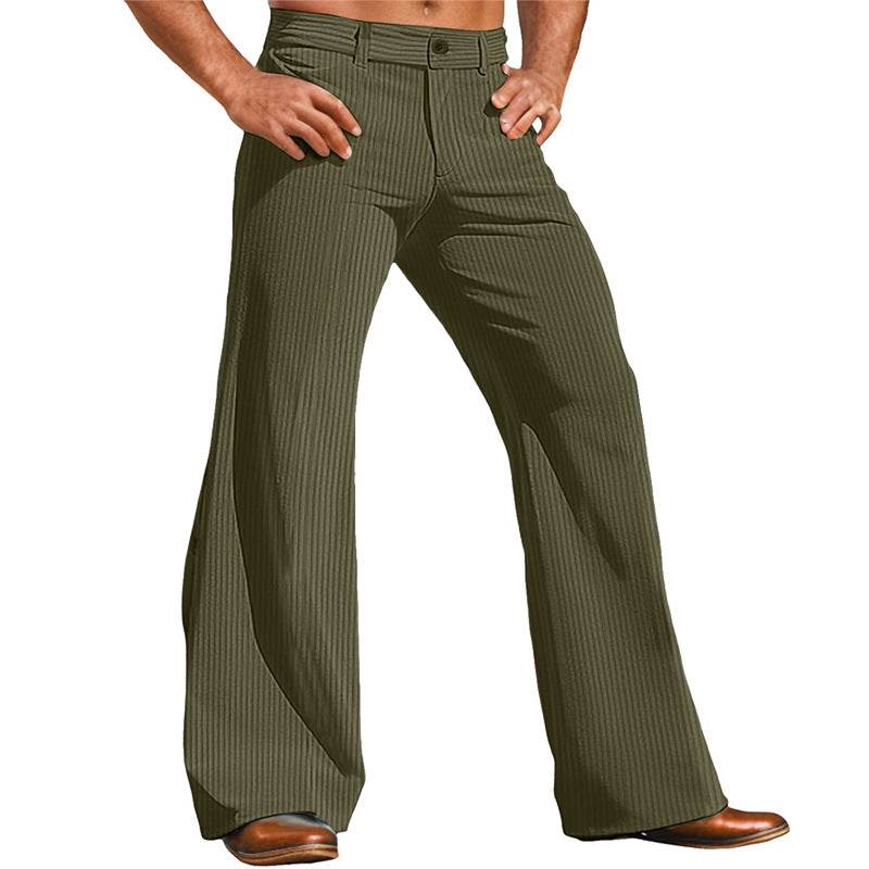 Pantalon d'extérieur en velours côtelé pour homme, coupe large - Droxev