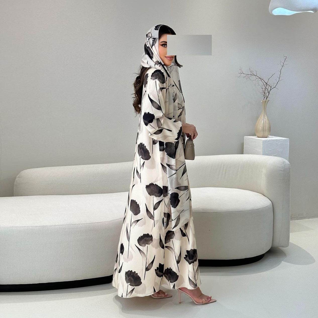 Veste-robe imprimée à manches longues - Droxev
