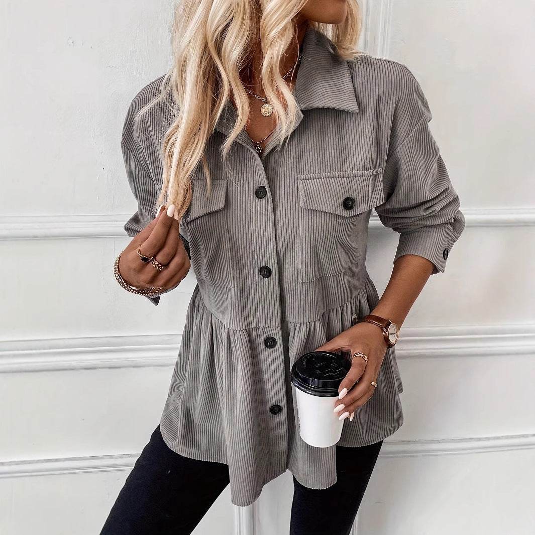 Chemise en velours côtelé pour femme - Droxev