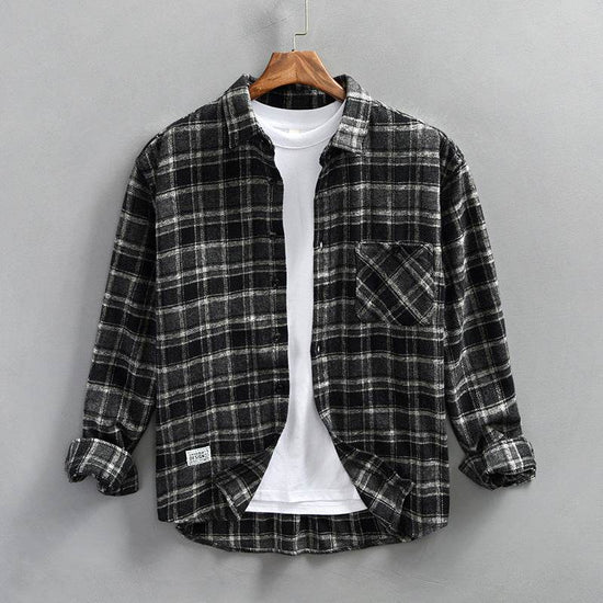 Chemise décontractée à manches longues à carreaux rétro pour homme - Droxev