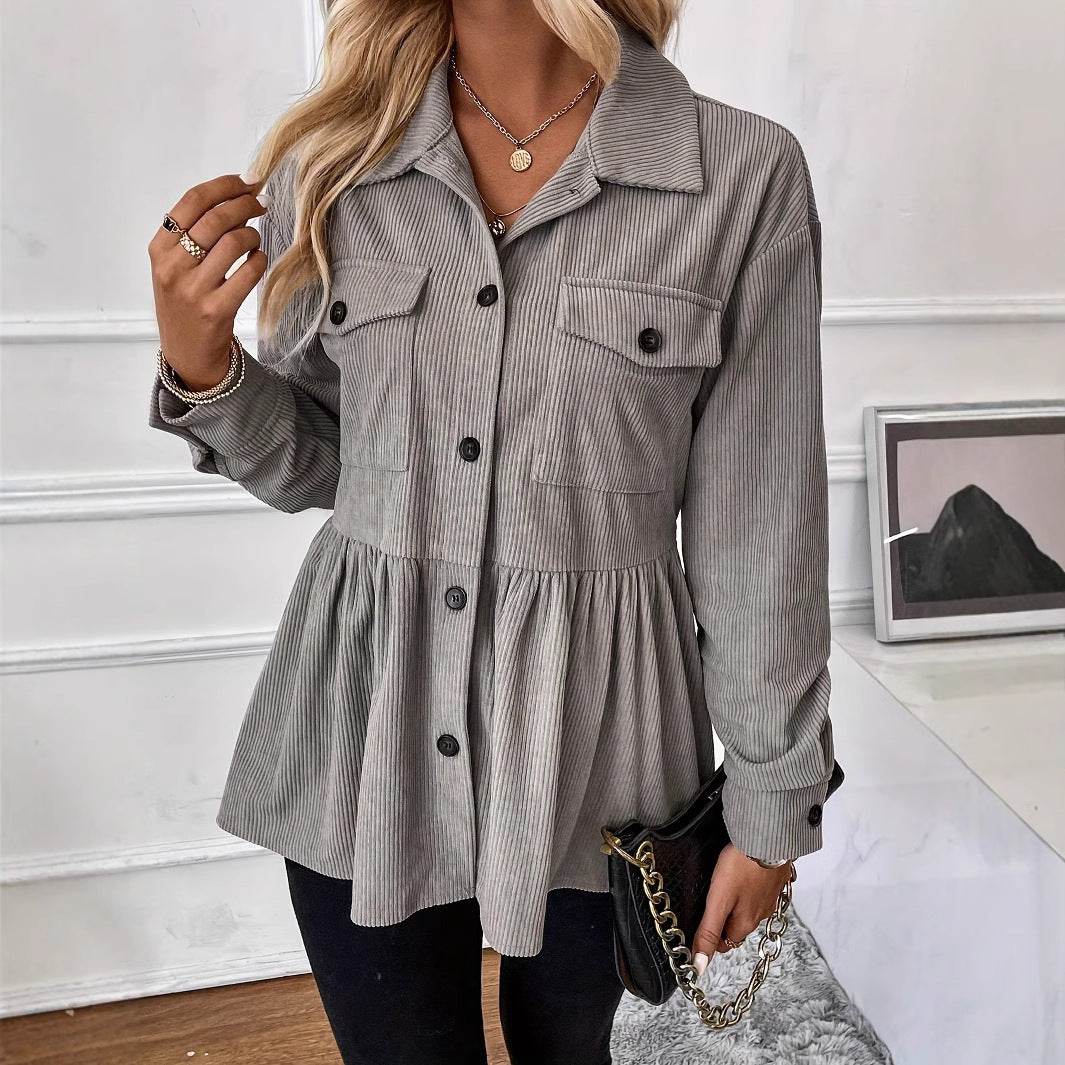 Chemise en velours côtelé pour femme - Droxev
