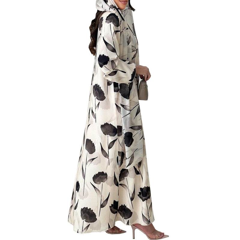 Veste-robe imprimée à manches longues - Droxev