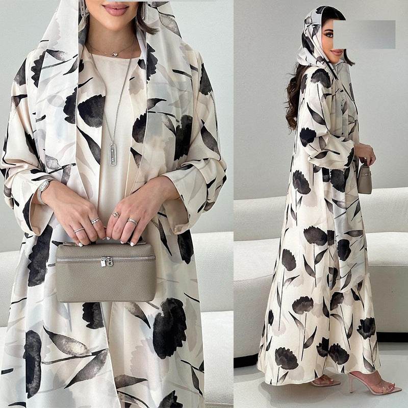 Veste-robe imprimée à manches longues - Droxev