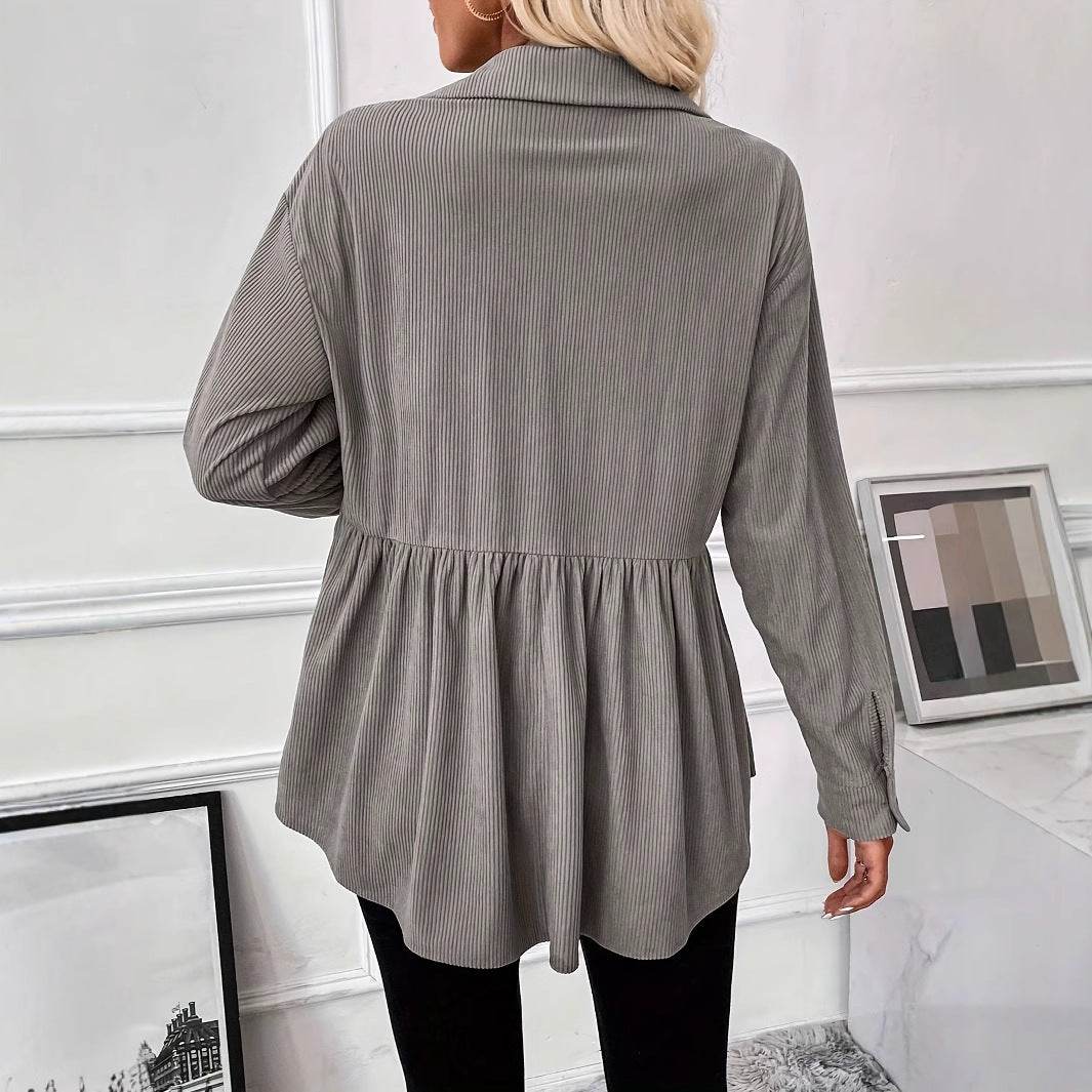 Chemise en velours côtelé pour femme - Droxev