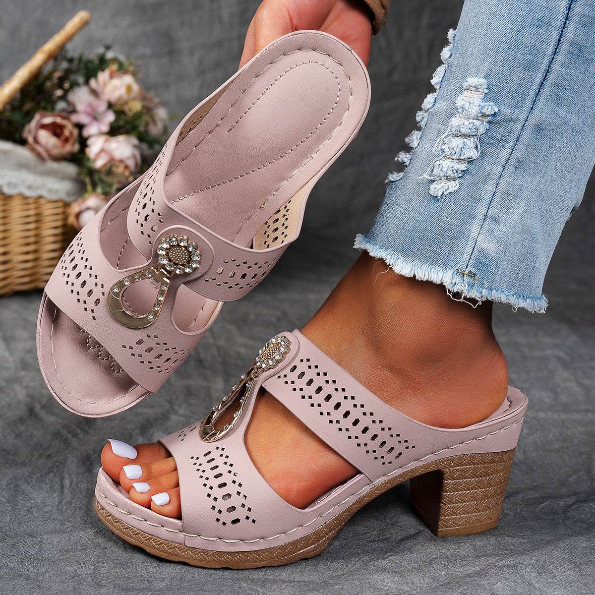 Chaussures à strass pour mère d'âge moyen - Droxev