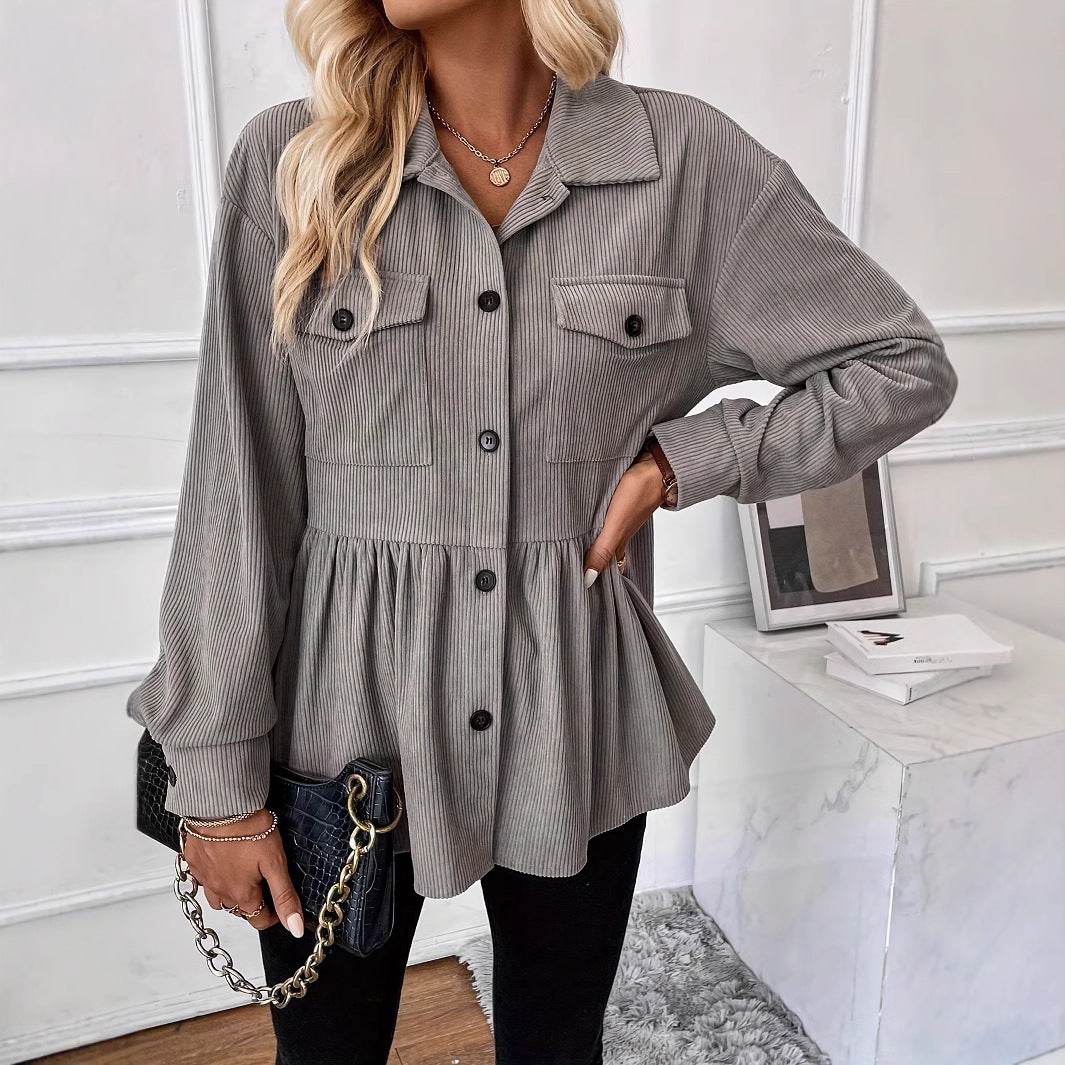 Chemise en velours côtelé pour femme - Droxev