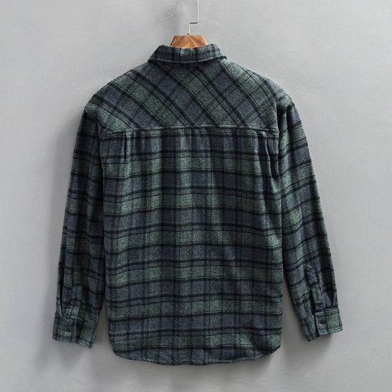 Chemise décontractée à manches longues à carreaux rétro pour homme - Droxev