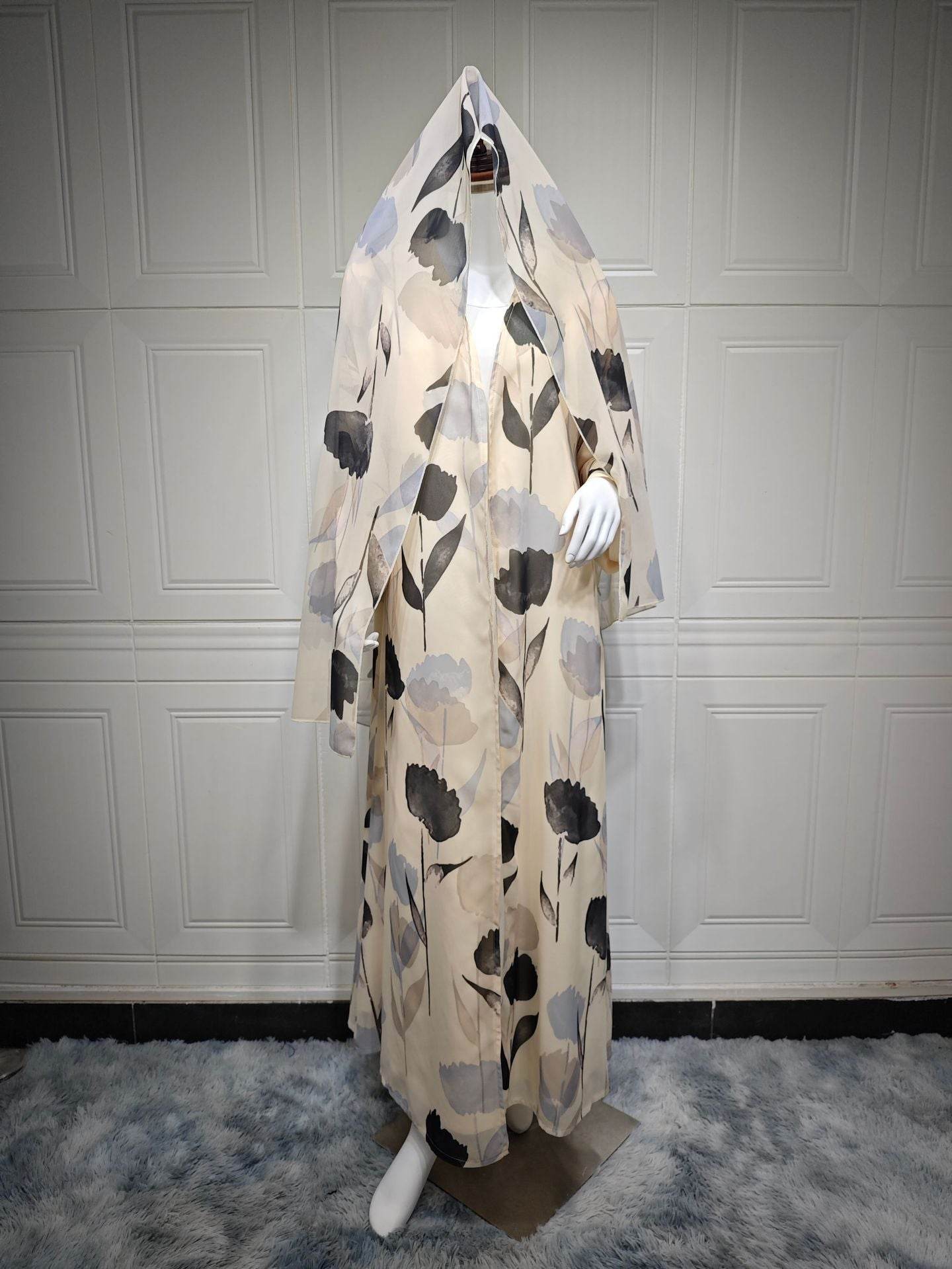 Veste-robe imprimée à manches longues - Droxev