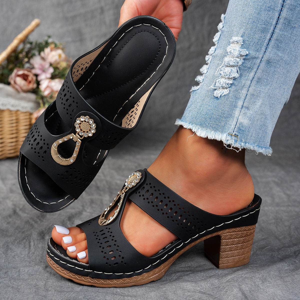 Chaussures à strass pour mère d'âge moyen - Droxev