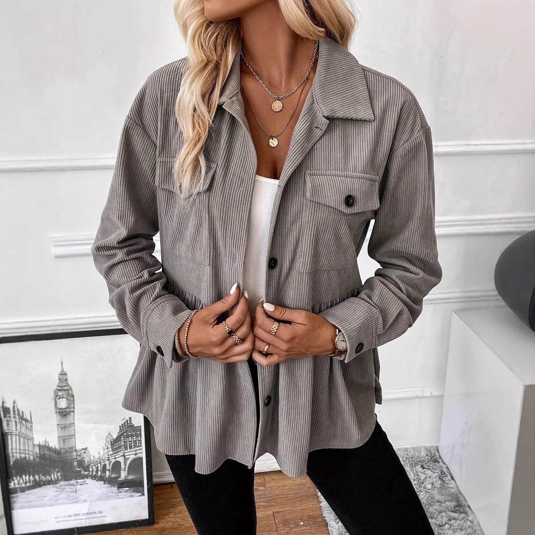 Chemise en velours côtelé pour femme - Droxev