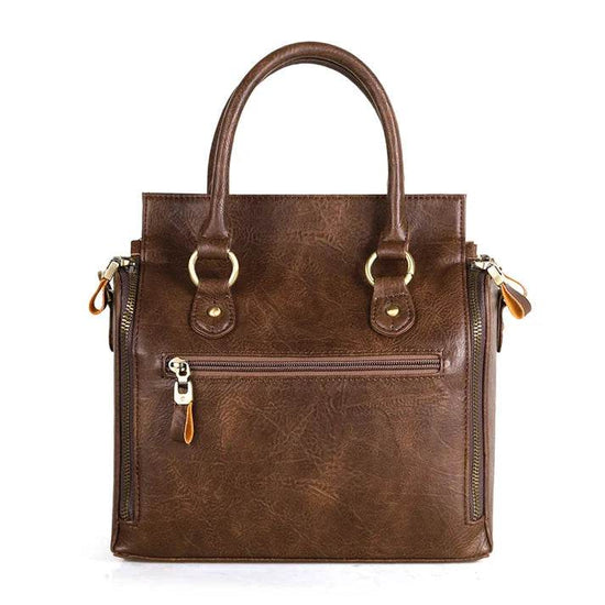 Sac à Bandoulière en Cuir avec Rangement Multi-Couches - Droxev