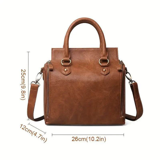 Sac à Bandoulière en Cuir avec Rangement Multi-Couches - Droxev
