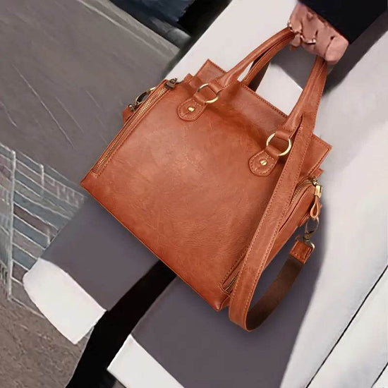 Sac à Bandoulière en Cuir avec Rangement Multi-Couches - Droxev